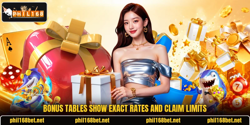 Bonus tables show exact rates and claim limits Bonus tables show exact rates and claim limits