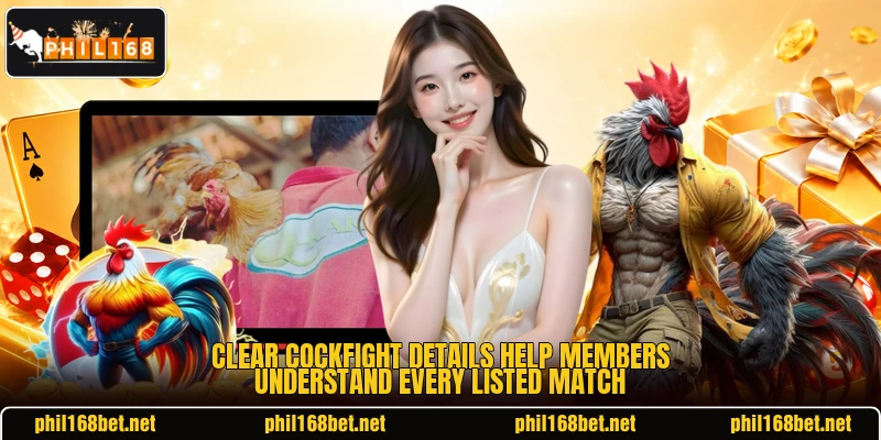 Clear cockfight details help members understand every listed match Clear cockfight details help members understand every listed match