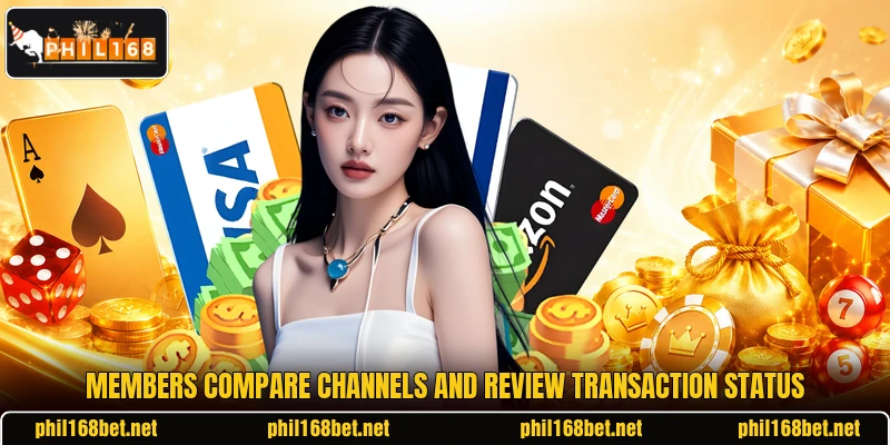 Members compare channels and review transaction status Members compare channels and review transaction status