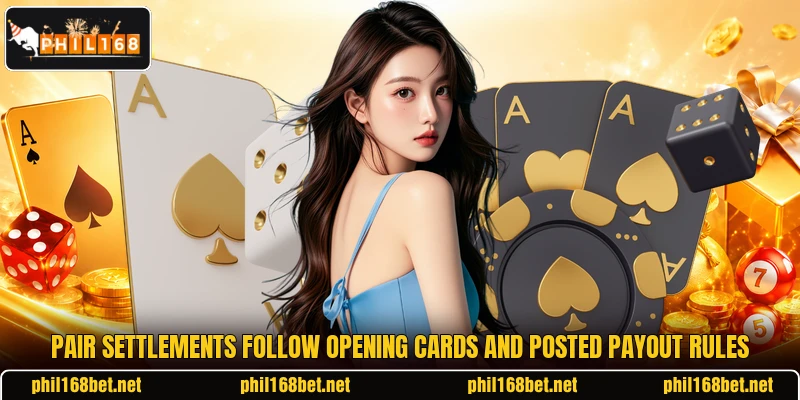 Pair settlements follow opening cards and posted payout rules Pair settlements follow opening cards and posted payout rules