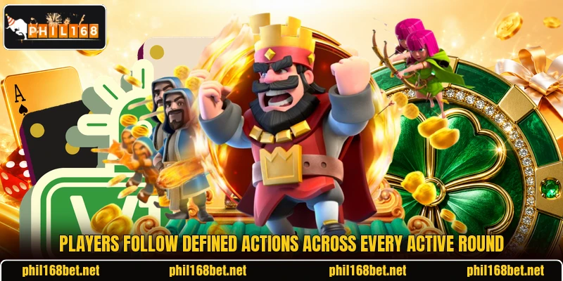 Players follow defined actions across every active round Players follow defined actions across every active round